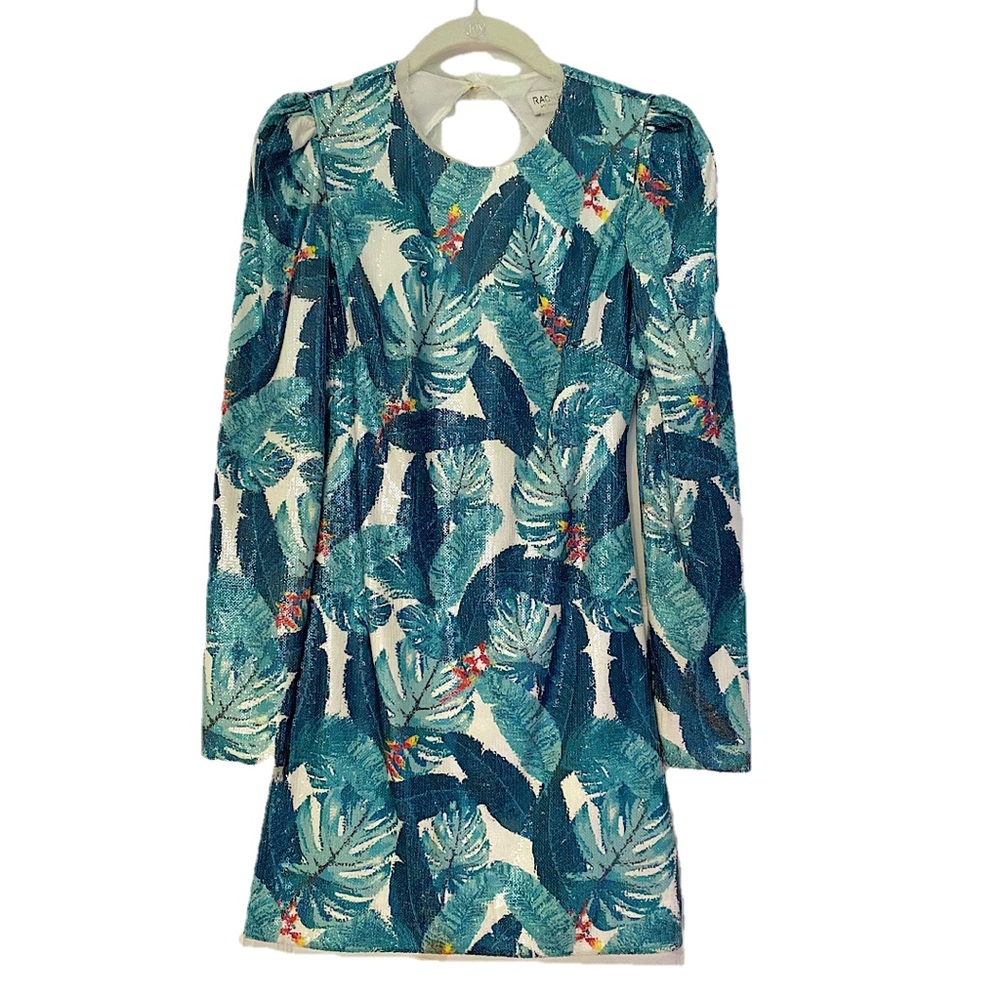Rachel Zoe Sequin Palm Print Mini Dress Size 0